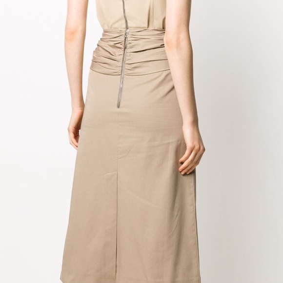 Rokh Twist-Front Button Embellished Cotton Gabardine Midi Skirt NWT - Picture 5 of 9